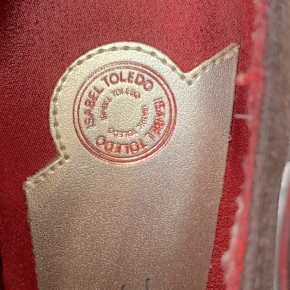 Isabel Toledo x Payless chocolate brown faux suede wedge lace up red trim 9 - Picture 6 of 8